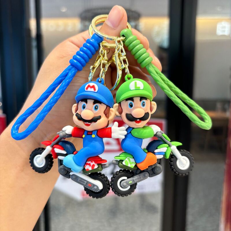 Super Mario Keychain Cartoon Figure Mario Backpack Pendant Car Keychain Claw Machine Small Gift