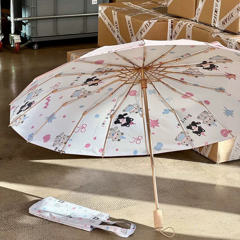 16骨手动折叠遮阳伞加大防晒伞晴雨两用防紫外女学生太阳伞批发|undefined