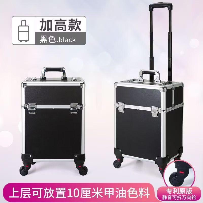 Caja de cosméticos de fábrica, maquillador profesional, caja de trolley de gran capacidad, caja de herramientas de almacenamiento especial para tatuadores de uñas con cerradura