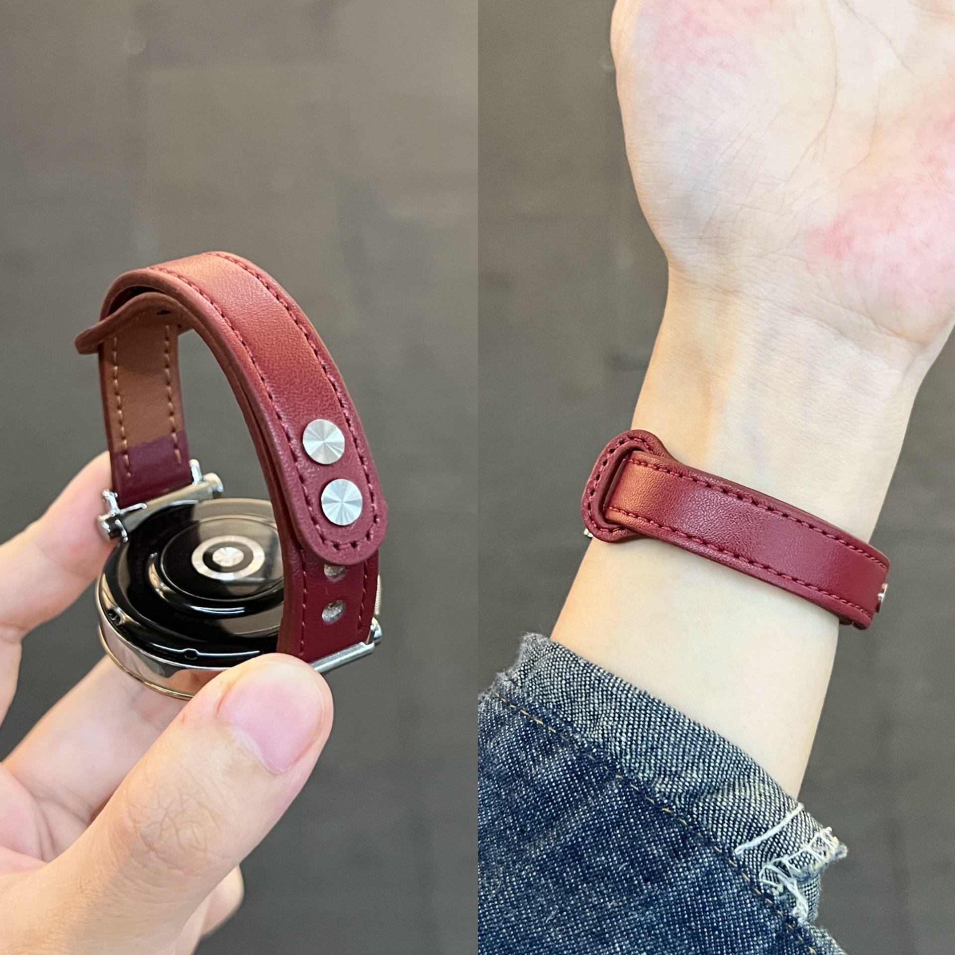 Suitable for Huawei Gt6 Watch Strap Gt5 Fine Leather Watch5/4/3 New Ancora Red Men's and Women's Wristband