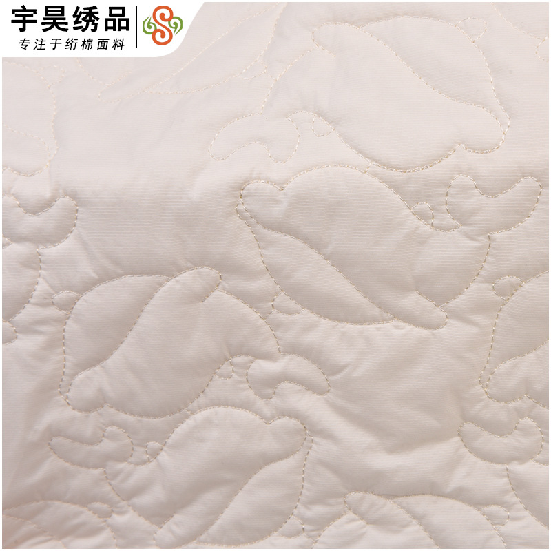 新款绣花绗缝绗绣裥棉可爱海豚刺绣夹棉棉服儿童女装服装面料