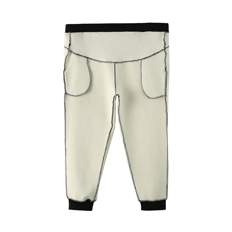 Plus-size maternity pants for fall/winter: sporty casual style, loose-fitting, extra-thick alpaca wool outerwear—fits up to 200 lbs