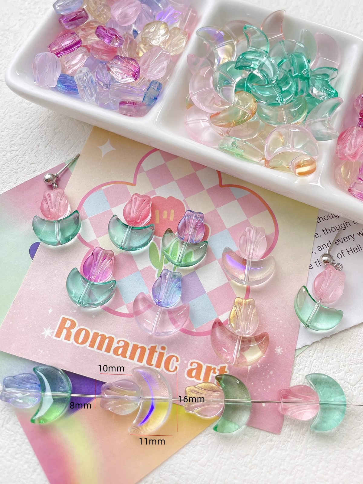 21g Weight Beads Jewelry Making Type 10 * 8mm, 11 * 16mm Jewelry Making Size DIY Jewelry Accessories Classification 10 Pieces Quantity glass Material Leaf, Flower Pattern Simple Style Style 10 Pieces 10 * 8mm 11 * 16mm Glass Leaf Flower DIY Jewelry Accessories Beads 无