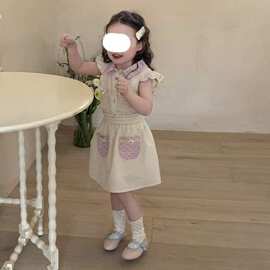 女童2025夏季新款韩系精致女宝套装上衣洋气百搭A字版套装裙代发