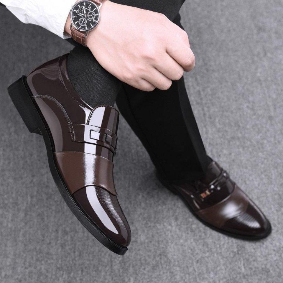 Zapatos de cuero transfronterizos de cuero brillante nuevos zapatos de cuero formales para hombres negocios moda simple TEMU zapatos de cuero casuales zapatos de cuero para hombres