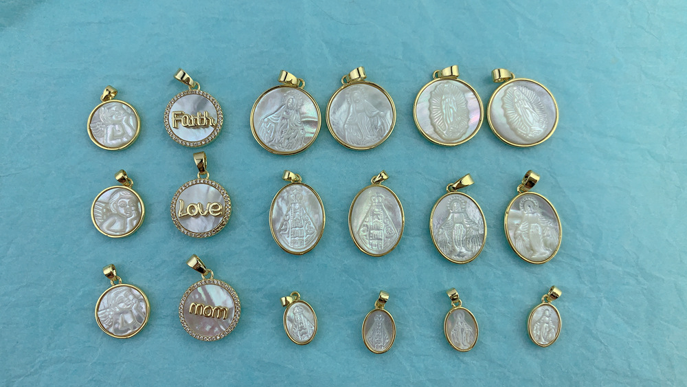 8g Weight 1 Piece 21.6MM Copper Shell Geometric Virgin Mary Pendant
