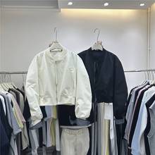 港风格子衬衫拼接棒球服外套女短款2025春秋季宽松小个子风衣上衣