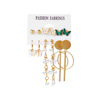 Summer metal earrings from pearl with tassels, Amazon, European style, suitable for import, 9 pair