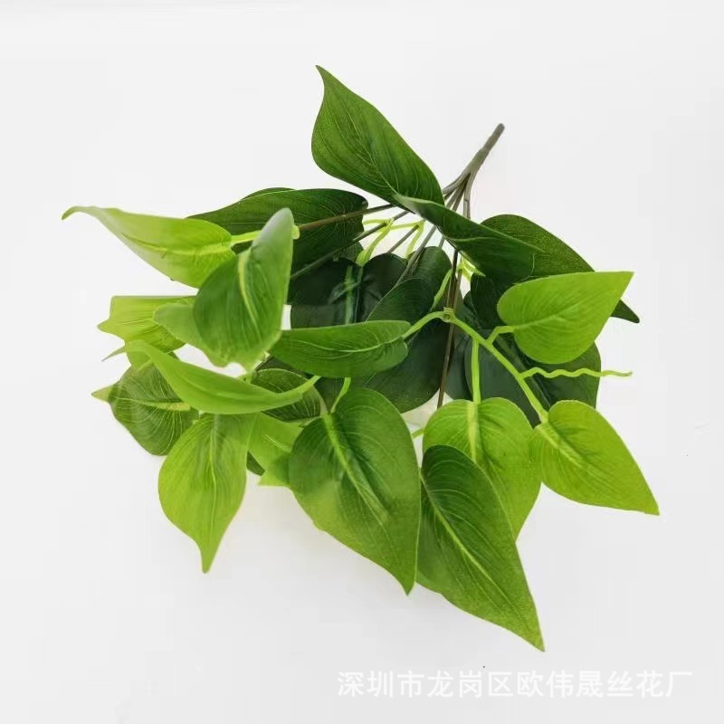 直送7頭PVC製人工観葉植物、グリーンロウ、星点目、偽の葉、ギフト、結婚式の部屋の装飾、飾り物|undefined
