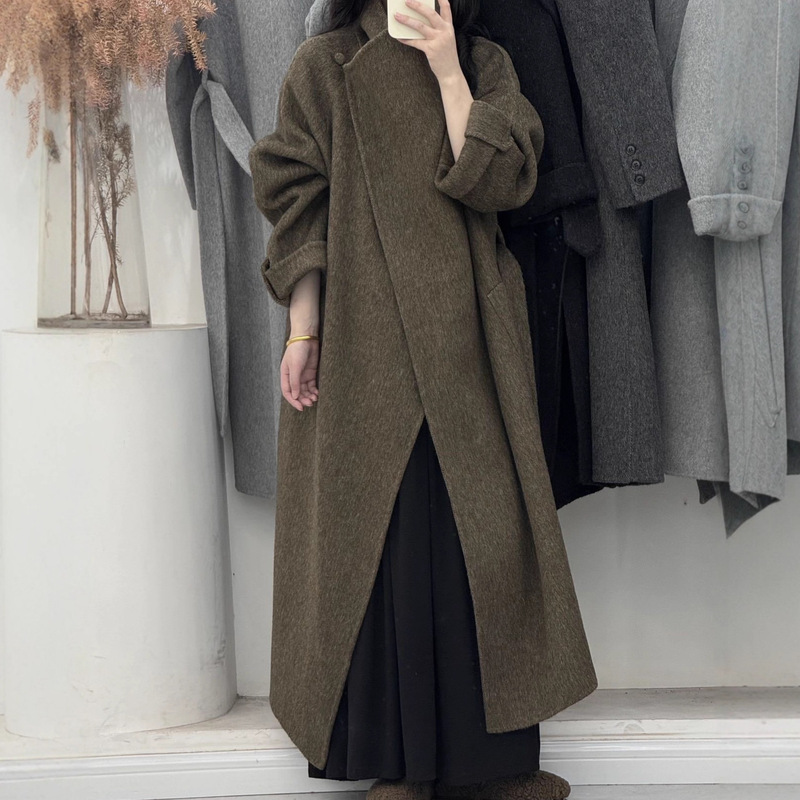 [Mainly Recommended Style: Casual Lapel Bathrobe] Autumn and Winter Korean Style Double-Sided Wool Waist-Cinching Elegant Loose Coat for Women