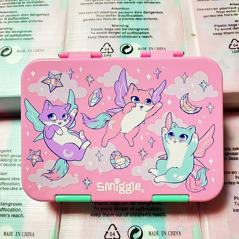 Mochila escolar australiana sonrisa para estudiantes de primaria, mochila ultraligera, rosa púrpura, gato, libro medio