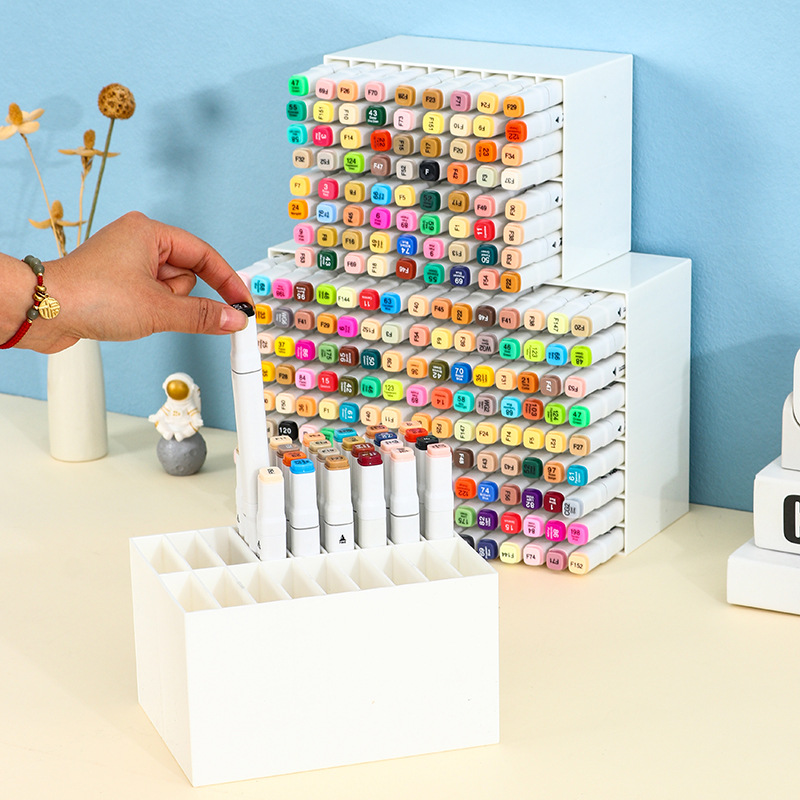 Caja de almacenamiento de marcador de acrílico escritorio acuarela pluma compartimiento de almacenamiento rack niños estudiante pintura pluma rack de almacenamiento