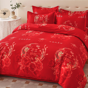 100% Pure Thickeneded Skin-Friendly Cotton Four-Piece Double Bedding Quilt Cover Breathable Simple Single Dormitory Three-Piece Set
