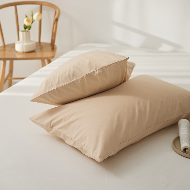 Algodón de alta calidad 60s una sola funda de almohada de algodón lavado con agua funda de almohada de algodón de color sólido funda de almohada de piel un par de 100 funda de almohada de algodón