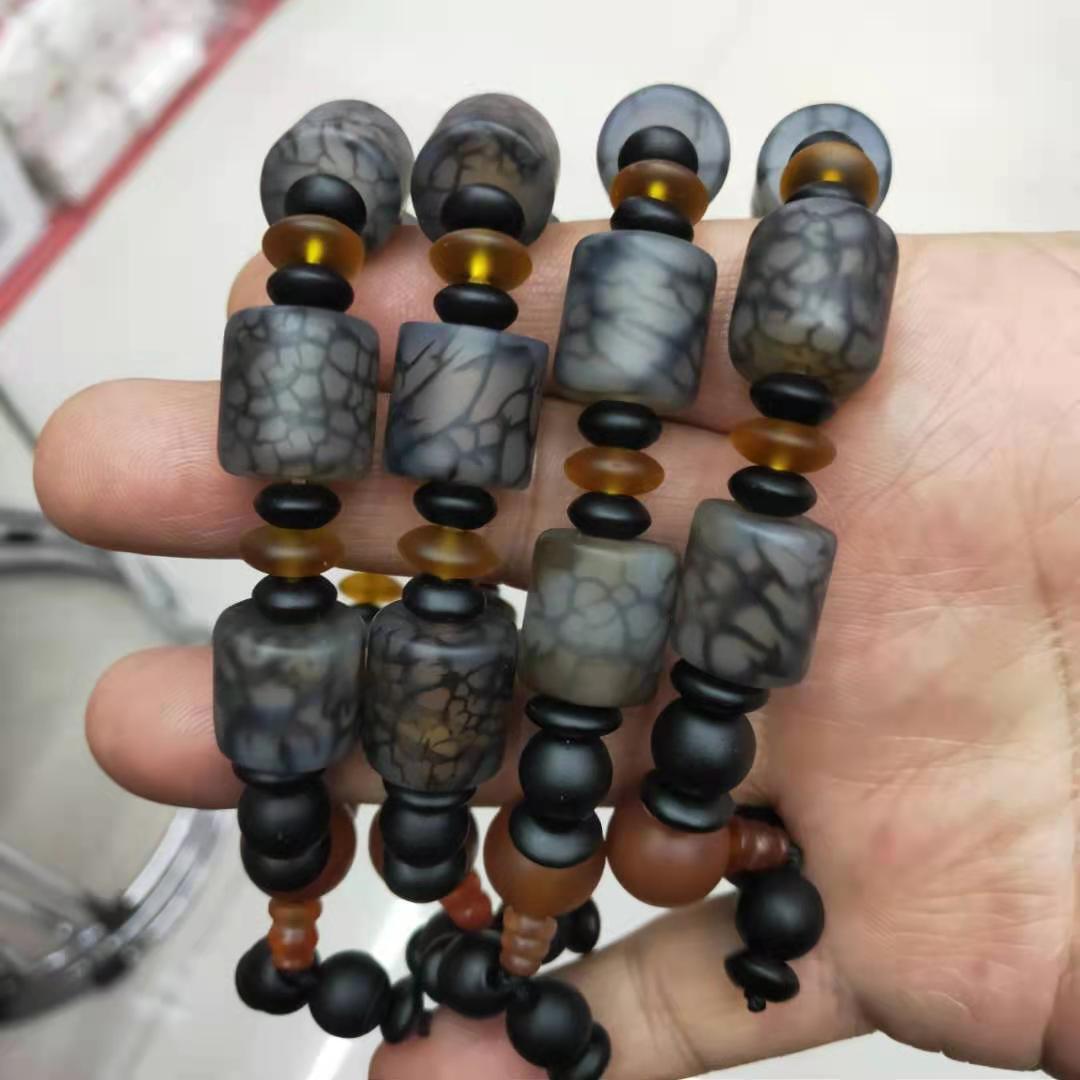 Guangshun Jewelry's new frosted black dragon pattern agate bracelet, diy Buddhist prayer beads, agate bracelet and bracelet manufacturer wholesale detail image 9