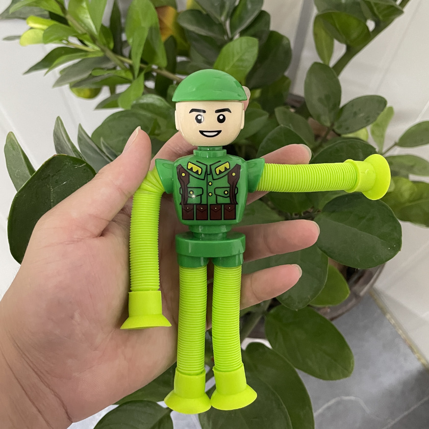 Transfronterizo robot flexible tubo telescópico niño puzzle dibujos animados estirados ventosa interacción padre-hijo creativo juguete descompresión