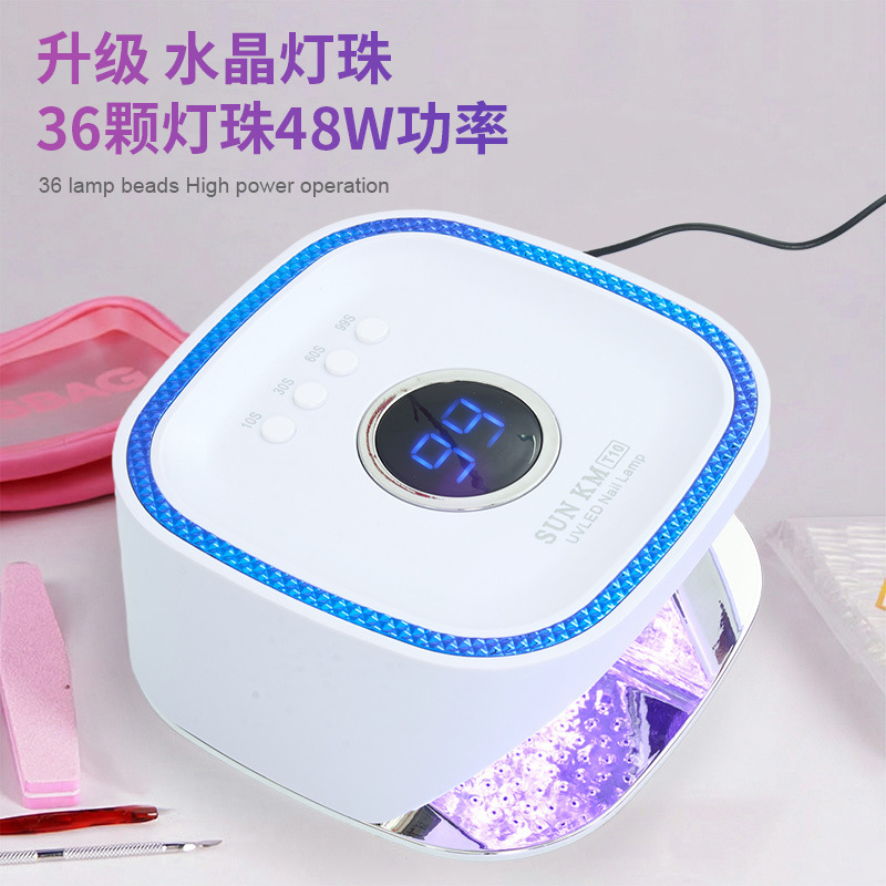 Lámpara de manicura reflectante lámpara de cristal lámpara de manicura de perlas 48W luz de fototerapia de alta potencia pegamento de manica UV + LED