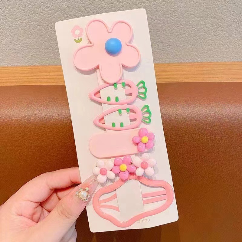 Nuevo conjunto de clipes de cabello para niños nubes lindas niñas flores cortas clipes de cabello de dopamina color BB clipes para el cabello