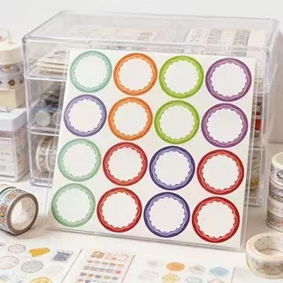 12Pcs/Sheet Creative Colorful Border Round Stickers for Journals, Multi-Specification Classification Markers, Suitable for Office Use