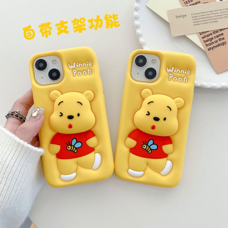 Apple iPhone Silicone Full Case Cute Bracket KT/Winnie the Poohs/Strawberry Bear/Stitchai/Rabbit