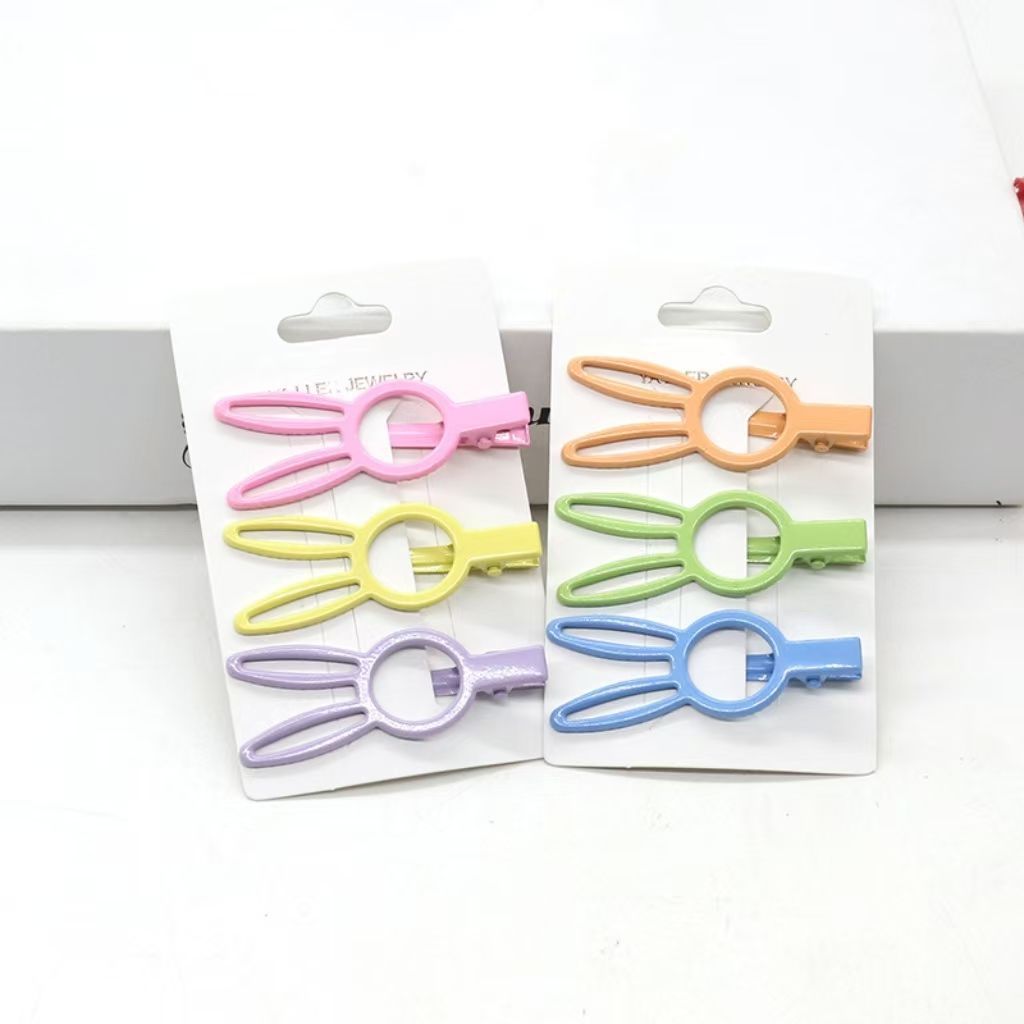 Cute bunny hair clip, candy-colored lacquered metal, simple and fresh side bangs clip, perfect for spring.