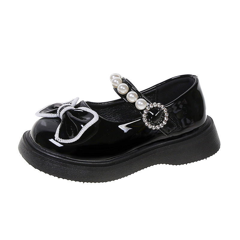 Zapatos de cuero negros para niñas Zapatos de cuero blancos de estilo británico Zapatos de rendimiento de princesa Mary Jane Primavera y otoño nuevos zapatos de bebé Súper suaves