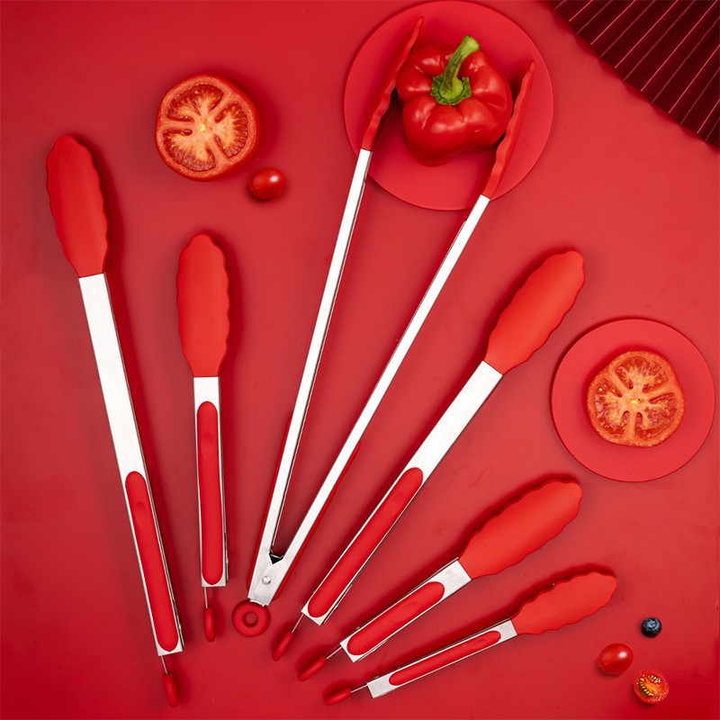 Pinzas de cocina ligeras y de lujo, pinzas de silicona para alimentos de 9 y 12 pulgadas, pinzas de acero inoxidable para alimentos, resistentes a altas temperaturas, pinzas para barbacoa, pinzas para carne