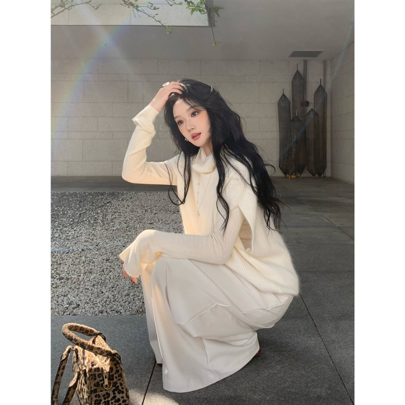 有洧Youwei【冬日告白】慵懒风高领羊毛针织毛衣女秋冬马甲背心|undefined