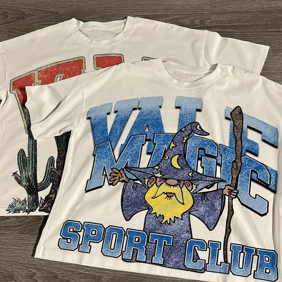Verano estilo americano retro impresión oscura lavado con agua hace viejos bloques sueltos oversize hip hop skate camiseta de manga corta