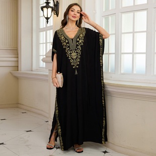 Beach Cover-Up Rayon Gold Embroidered Vacation Robe Cross-Border Amazon L4119 L