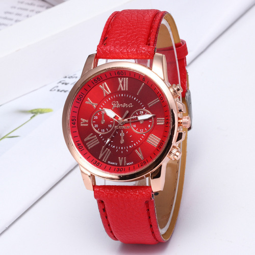 Foreign Trade Geneva geneva watch fake three-eye double-layer strap fashionable ladies watch factory wholesale