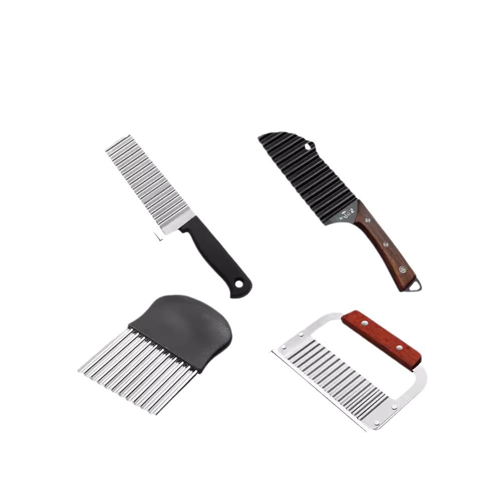 Al por mayor cuchillo de patata de dientes de lobo cortar patata cuchillo de onda de cocina casera cortar verduras de lujo cortar un cabello
