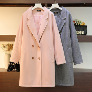 60.00 kg-175.00 kg plus size women's clothing wholesale autumn and winter New woolen coat chubby girl slimming mid-length woolen coat