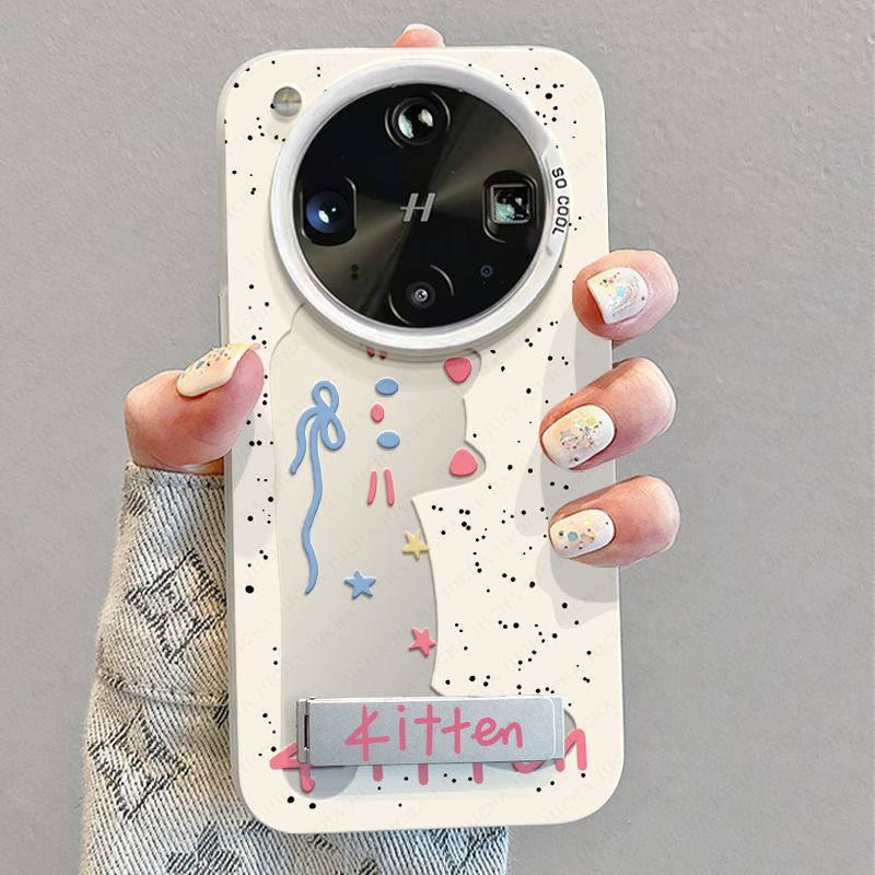 oppofindx8s+ スタンド付き携帯電話ケース findx8ultra 落下防止携帯電話ケース かわいい中空猫に適しています。|undefined