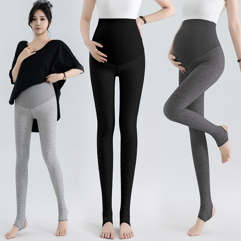 Maternity Leggings for Autumn, High-Waisted, Belly-Supporting, Footed Long Pants, Fashionable and Versatile Pregnancy Pants, Slim-Fit Skinny Pants for Spring and Autumn