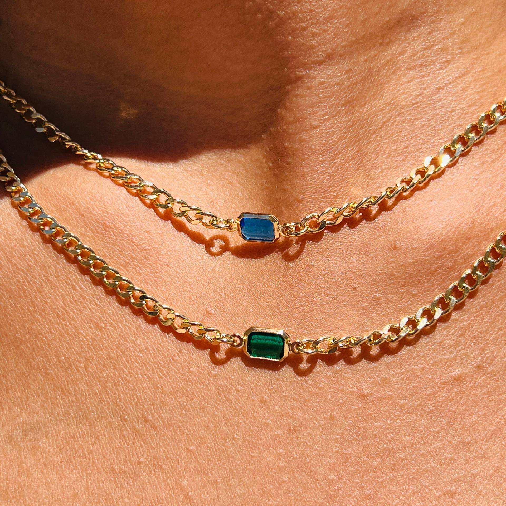 Collar de Corazón con Cadena Cubana, Bañado en Oro