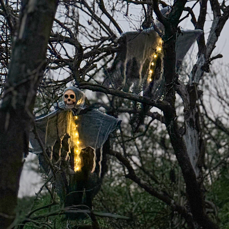 Decoración de Halloween gaza cráneo fantasma colgante fantasma colgante árbol al aire libre colgante horrores accesorios colgante diseño de escena