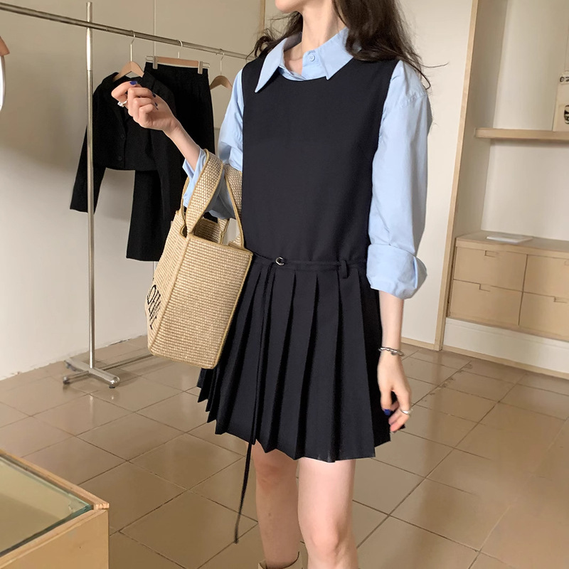 Miu Miu Style Preppy Pleated Vest Dress 2026 Spring New Age-Reducing Versatile Sleeveless Dress for Women