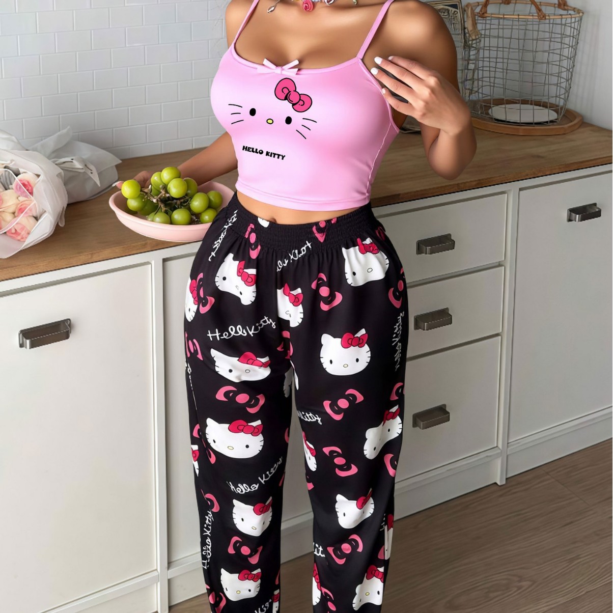 유럽 및 미국 신상 여성용 끈 팬츠 세트 대형 사이즈 섹시한 조끼 잠옷 홈웨어