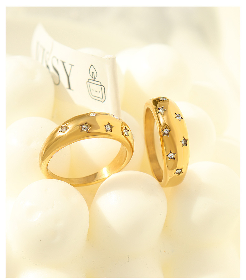 Anillos De Oro De 18 Quilates De Acero Titanio Dorado Gypsophila Europeo Y Americano display picture 6