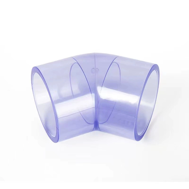 ПВХ прозрачный прямой изгиб 45 градусов локоть половина мениска изгиб прозрачная труба фитинги аквариум химическая труба фитинги