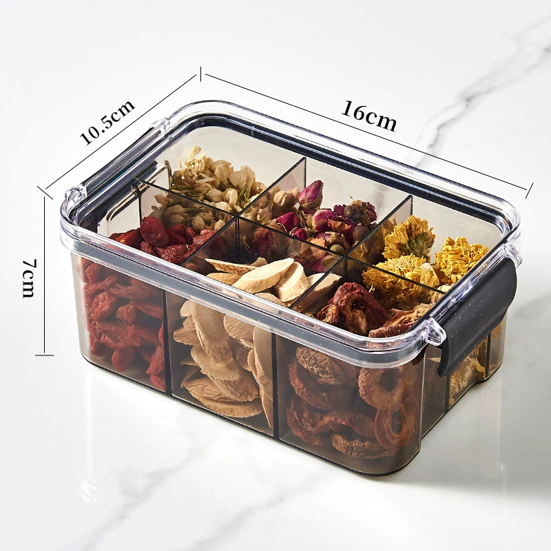 Tea Storage Box, Square Multi-Compartment Container, 680–700 ml, Airtight Stackable