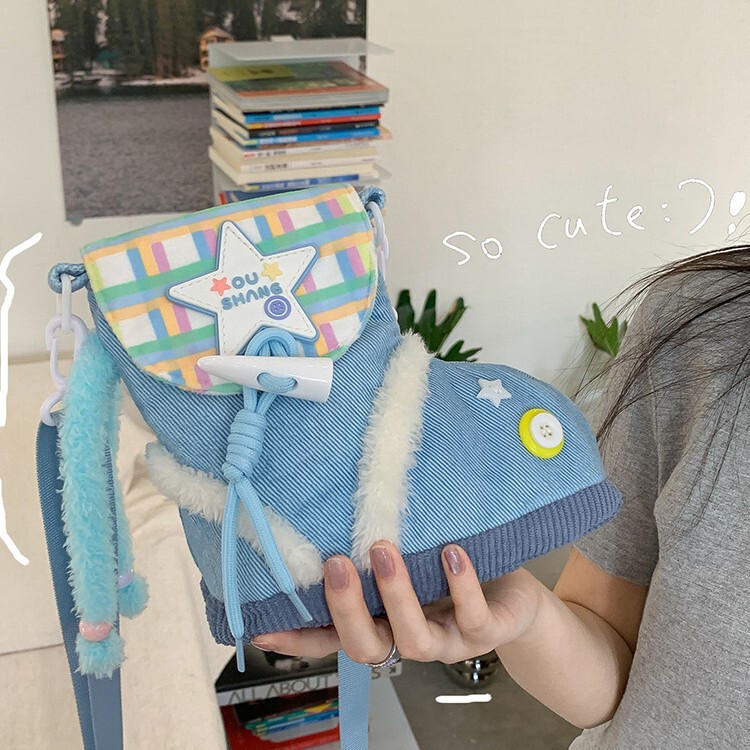 Niche Design Plush Bag 2025 Autumn and Winter Cute Plush Bag Shoulder Crossbody Bag Cartoon Funny Snow Boot Bag