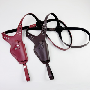 New Men's and Women's Burgundy Outdoor Underarm Cowhide Shoulder Pistol Bag Genuine Leather Gun Holster Cross-Body Shoulder Strap Pistol Holster