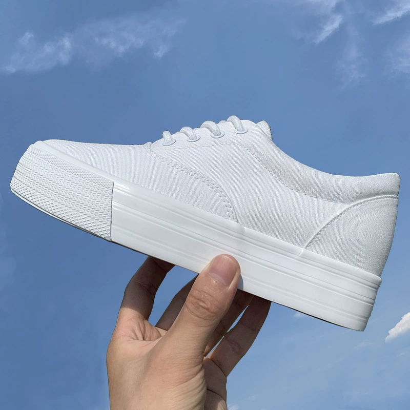 Новые нишевые парусиновые туфли, женские летние тонкие белые туфли на толстой подошве, универсальные туфли для студенческой доски RB3616