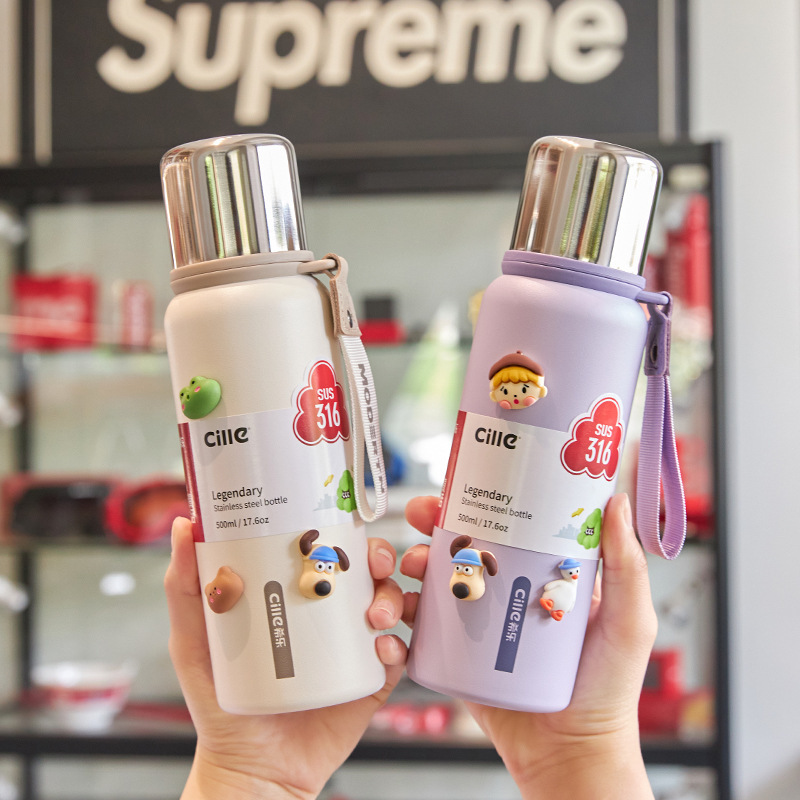 Shile thermos cup girls large capacity children's water cup school special kettle men's 316 stainless steel portable cup