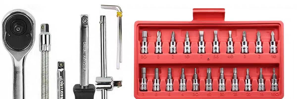 46-piece set of small ratchet wrenches, repair tool set, combination car repair socket, screwdriver, home appliance repair