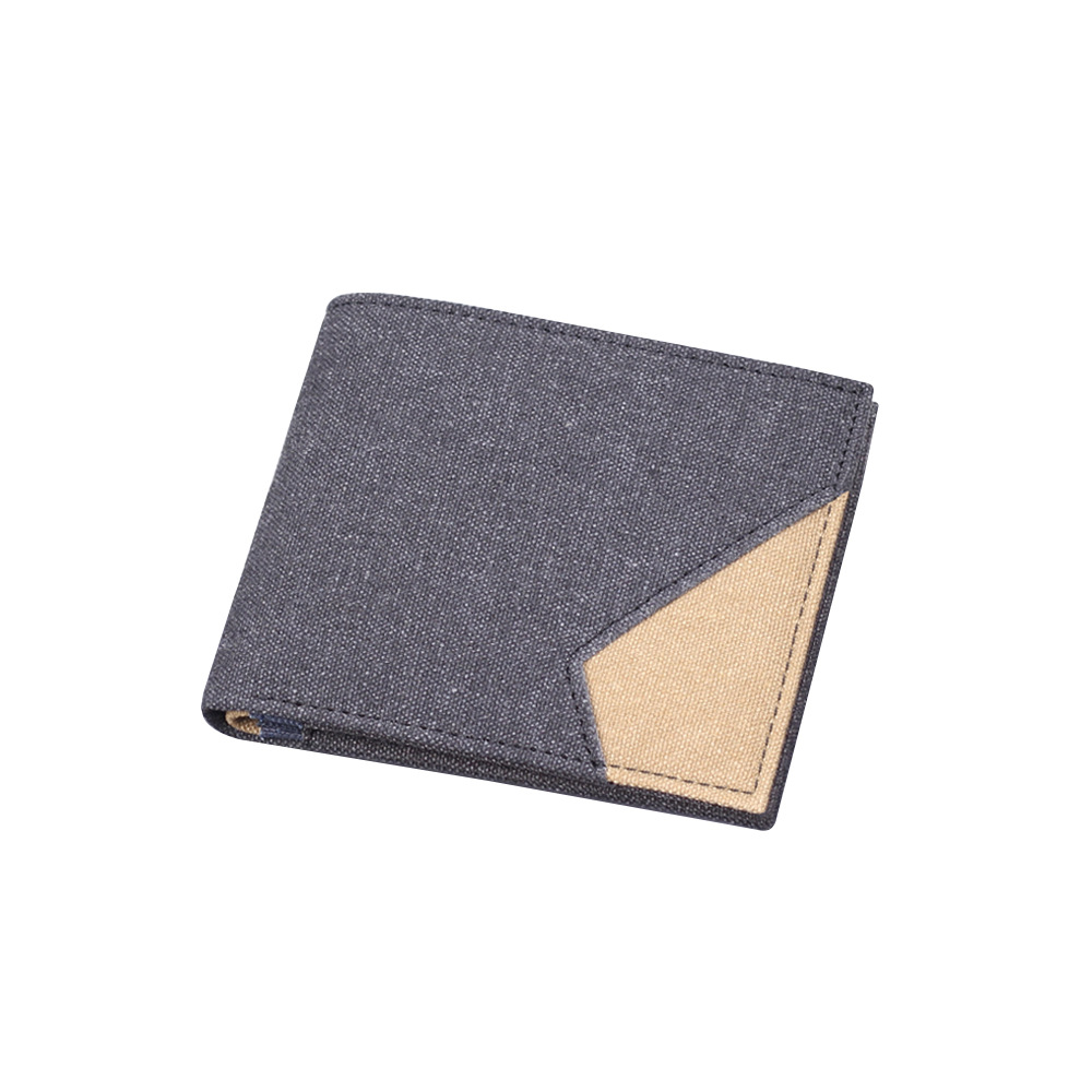 Jean cartera corta de hombre cartera de 9 tarjetas para hombres cartera de lona de tela suave cartera de cuero empalme