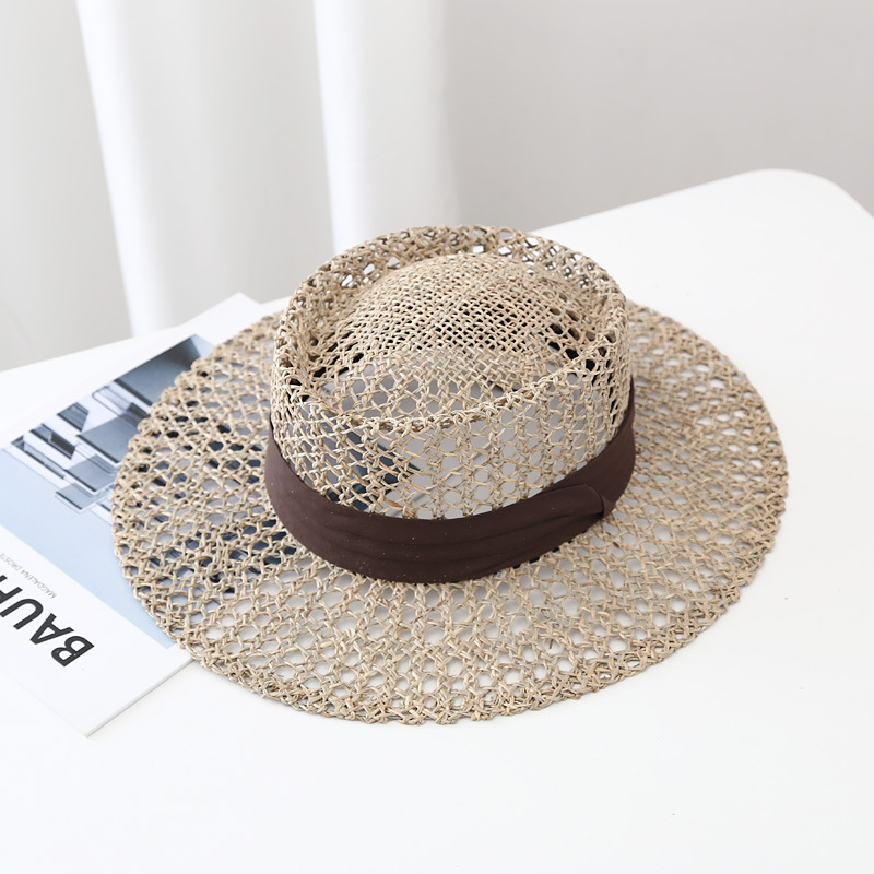 New Straw Hat Women's Breathable Salty Grass Woven Travel Sun Hat display picture 1