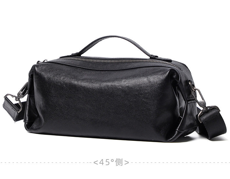 Túi đeo chéo nam da bò thật thuộc da, túi đeo vai kiêm túi xách tay nhỏ 29×11×17 cm — Màu đen chi tiết 14